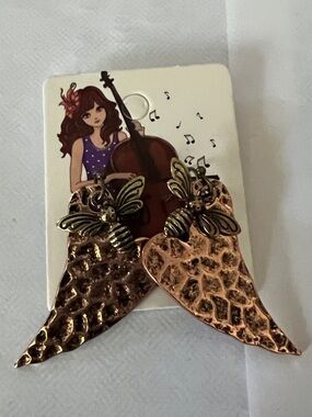 13 Handcrafted Copper Bee Wing Drop Earrings - Women Jewelry